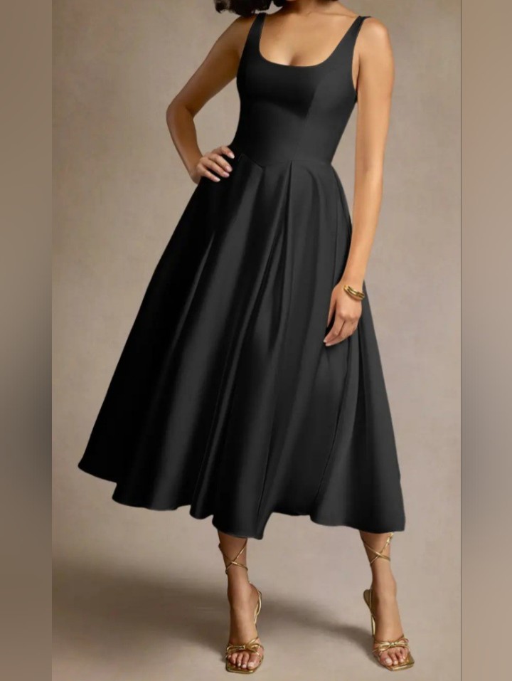 Nwt Azazie "Olivia" Black Pleated Midi Dress Womens Plus Size 24